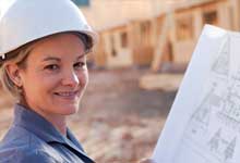 Female contractor in hard hat