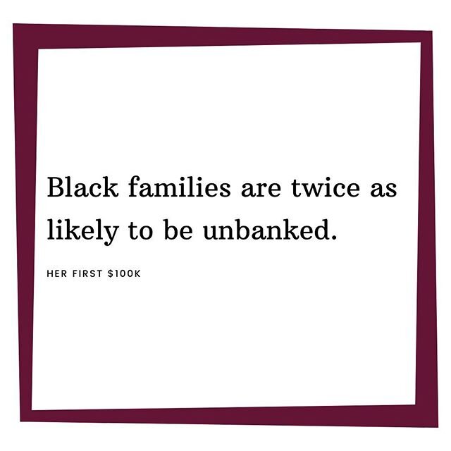 Over a quarter of American families are under- or unbanked.And the majority of these families are Black.Being unbanked means an individual does not have a checking or savings account; or a debt or credit card. Being underbanked means an individual is using fewer banking services and relies more on cash.Being unbanked makes your financial life even more complicated. Because you do not have a bank account, cashing a check requires you to pay a 1-12% fee at a check cashing outlet. Not having a debit card means carrying cash for groceries or gas — and if it gets stolen, there’s no way of getting it back.And you guessed it: these predatory check cashing outlets are the same ones who offer payday loans at 400.00% interest.The number one reason Black Americans are unbanked is because they don’t have enough money to deposit into an account.HOMEWORK: if you couldn’t directly deposit your next paycheck — or use your bank to cash it — where would you turn? How much would it cost you to cash that check at a check cashing outlet like MoneyTree?Do some research, and drop that number below. 👇